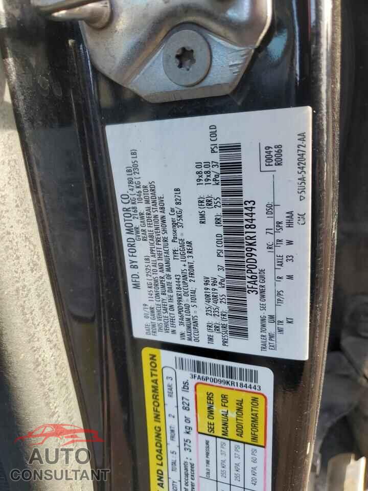 FORD FUSION 2019 - 3FA6P0D99KR184443