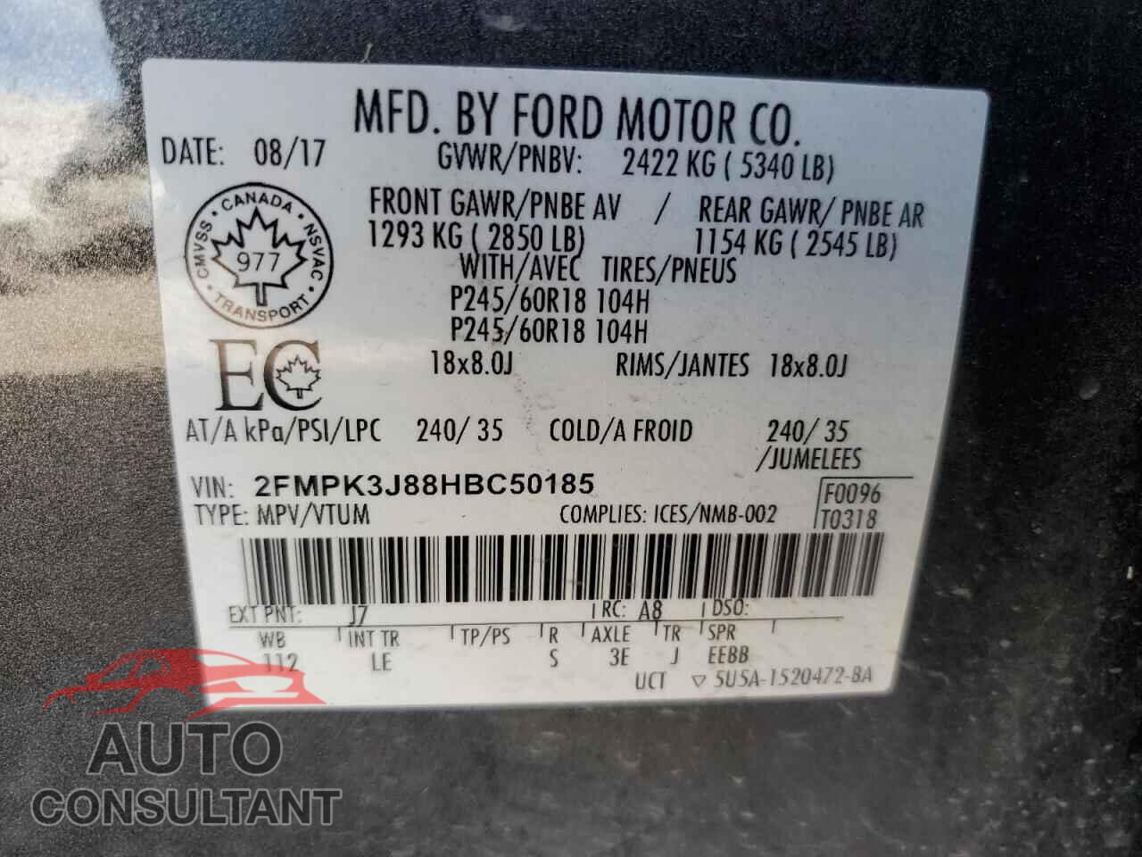 FORD EDGE 2017 - 2FMPK3J88HBC50185