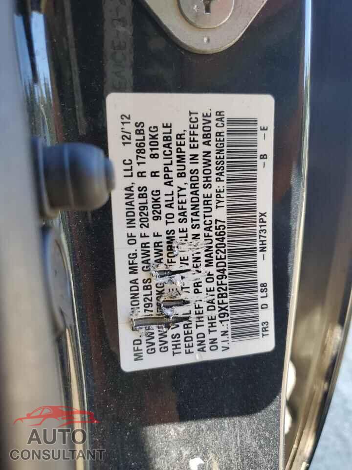 HONDA CIVIC 2013 - 19XFB2F94DE204657