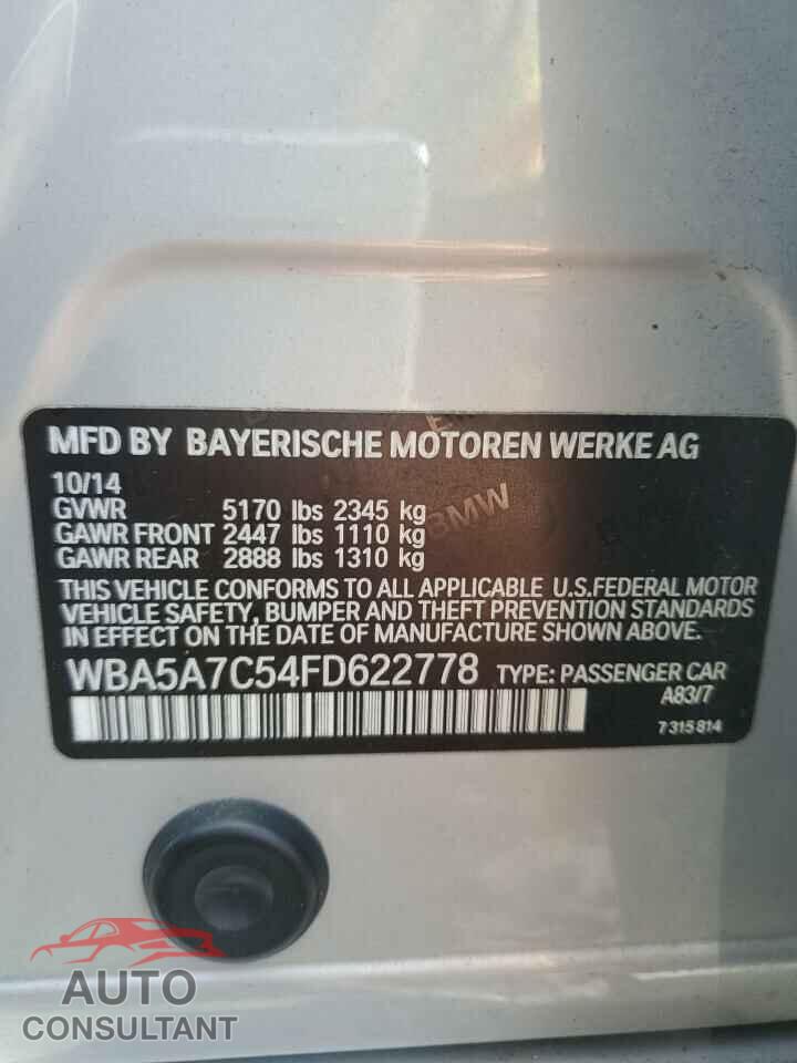 BMW 5 SERIES 2015 - WBA5A7C54FD622778