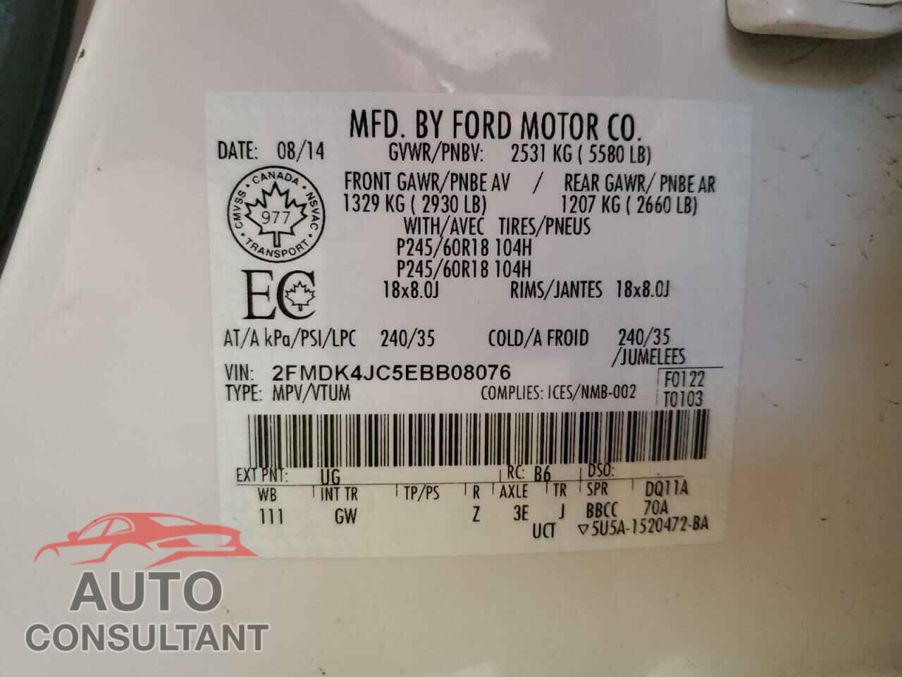 FORD EDGE 2014 - 2FMDK4JC5EBB08076