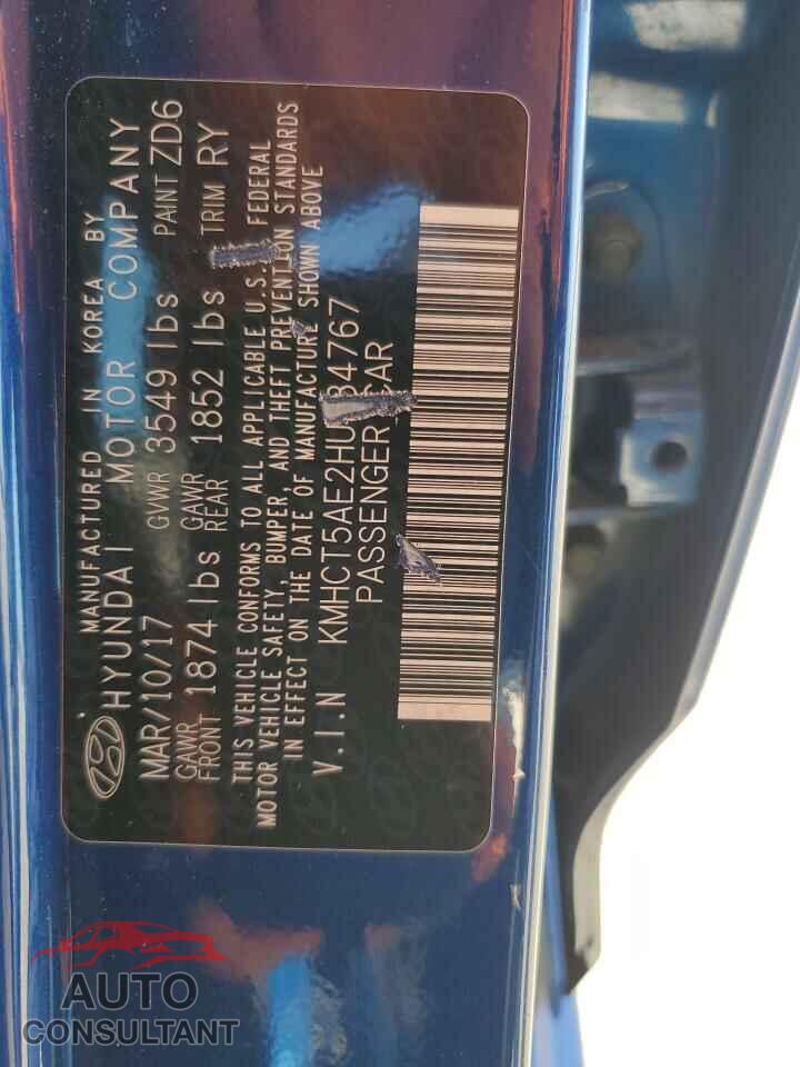 HYUNDAI ACCENT 2017 - KMHCT5AE2HU334767