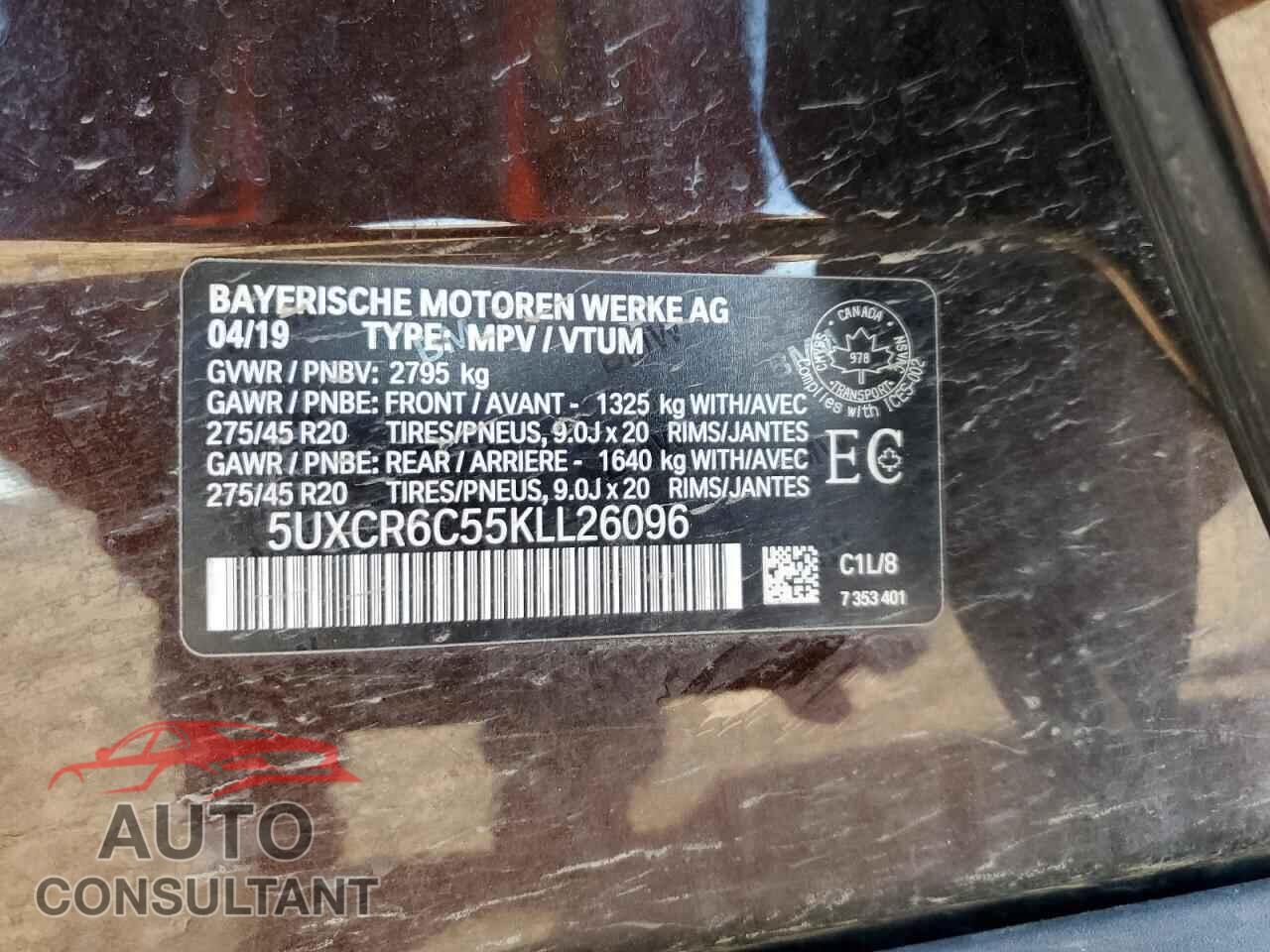 BMW X5 2019 - 5UXCR6C55KLL26096
