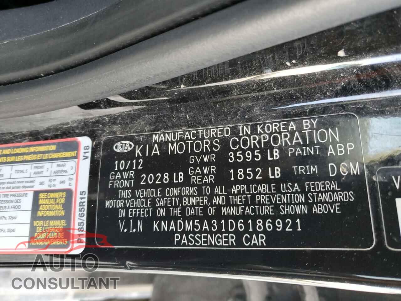 KIA RIO 2013 - KNADM5A31D6186921
