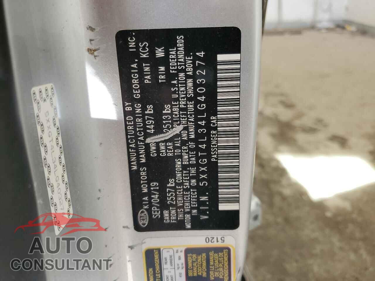 KIA OPTIMA 2020 - 5XXGT4L34LG403274