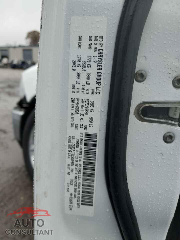 DODGE RAM 1500 2012 - 1C6RD7LT0CS187864