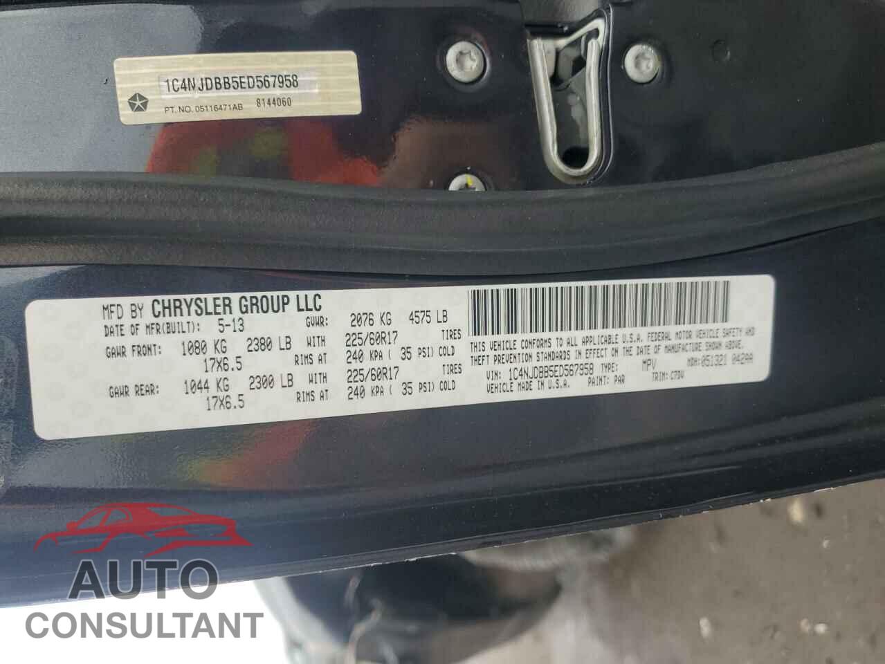 JEEP COMPASS 2014 - 1C4NJDBB5ED567958