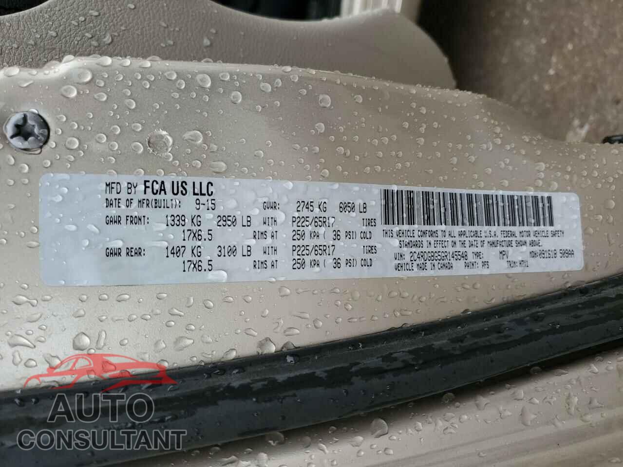 DODGE CARAVAN 2016 - 2C4RDGBG5GR145548