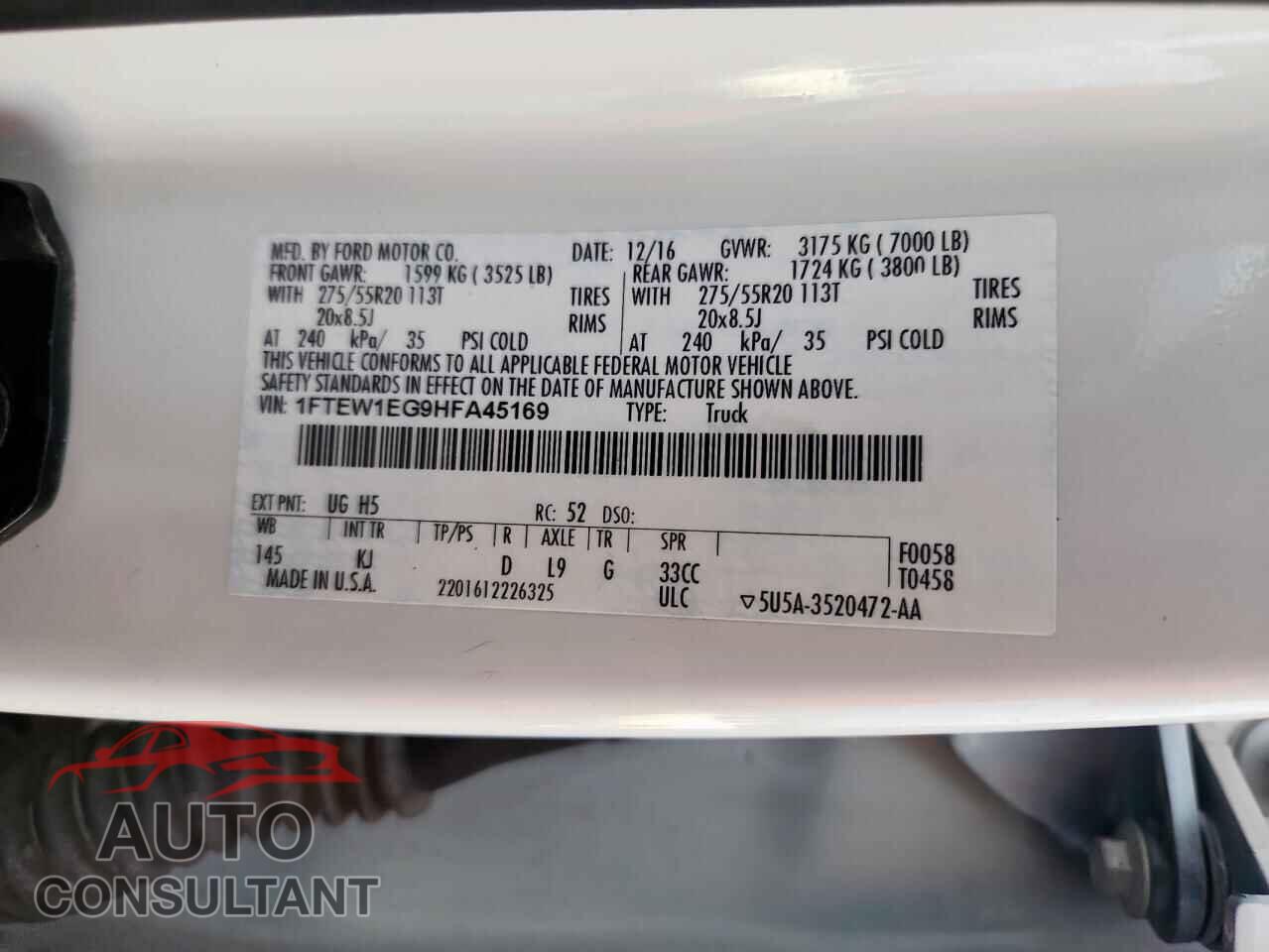 FORD F-150 2017 - 1FTEW1EG9HFA45169