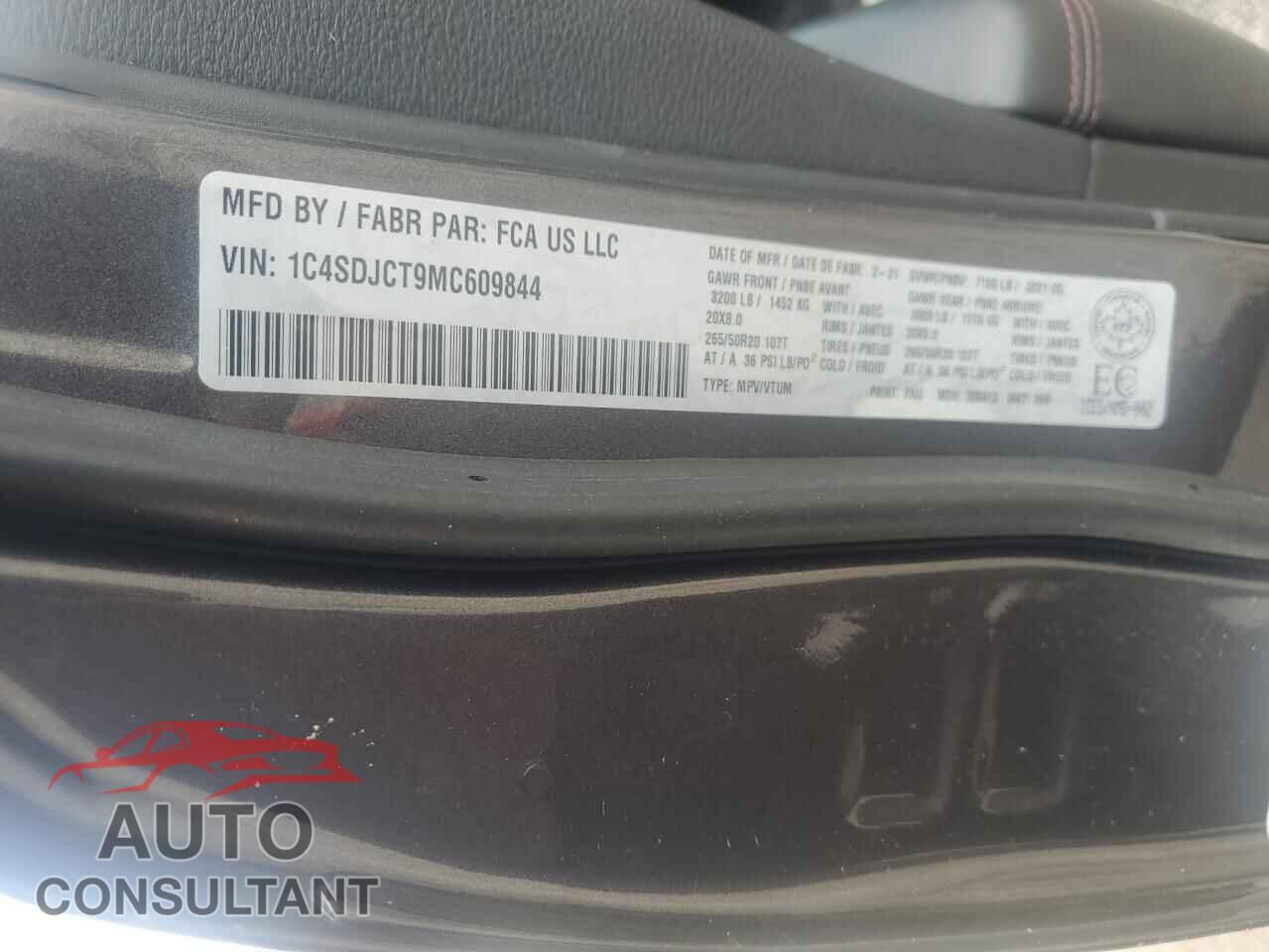 DODGE DURANGO 2021 - 1C4SDJCT9MC609844