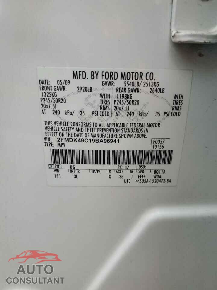 FORD EDGE 2009 - 2FMDK49C19BA96941