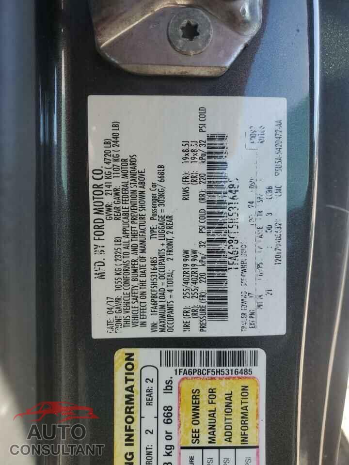 FORD MUSTANG 2017 - 1FA6P8CF5H5316485
