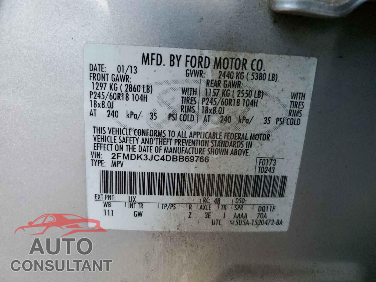 FORD EDGE 2013 - 2FMDK3JC4DBB69766