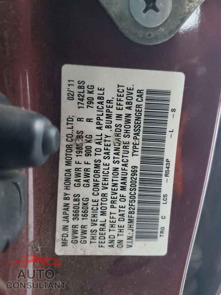 HONDA CIVIC 2012 - JHMFB2F50CS002969