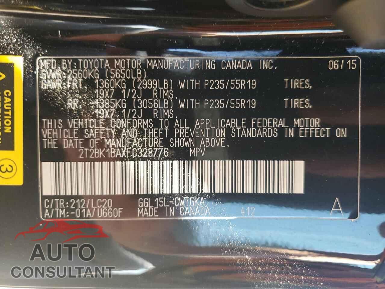 LEXUS RX350 2015 - 2T2BK1BAXFC328776
