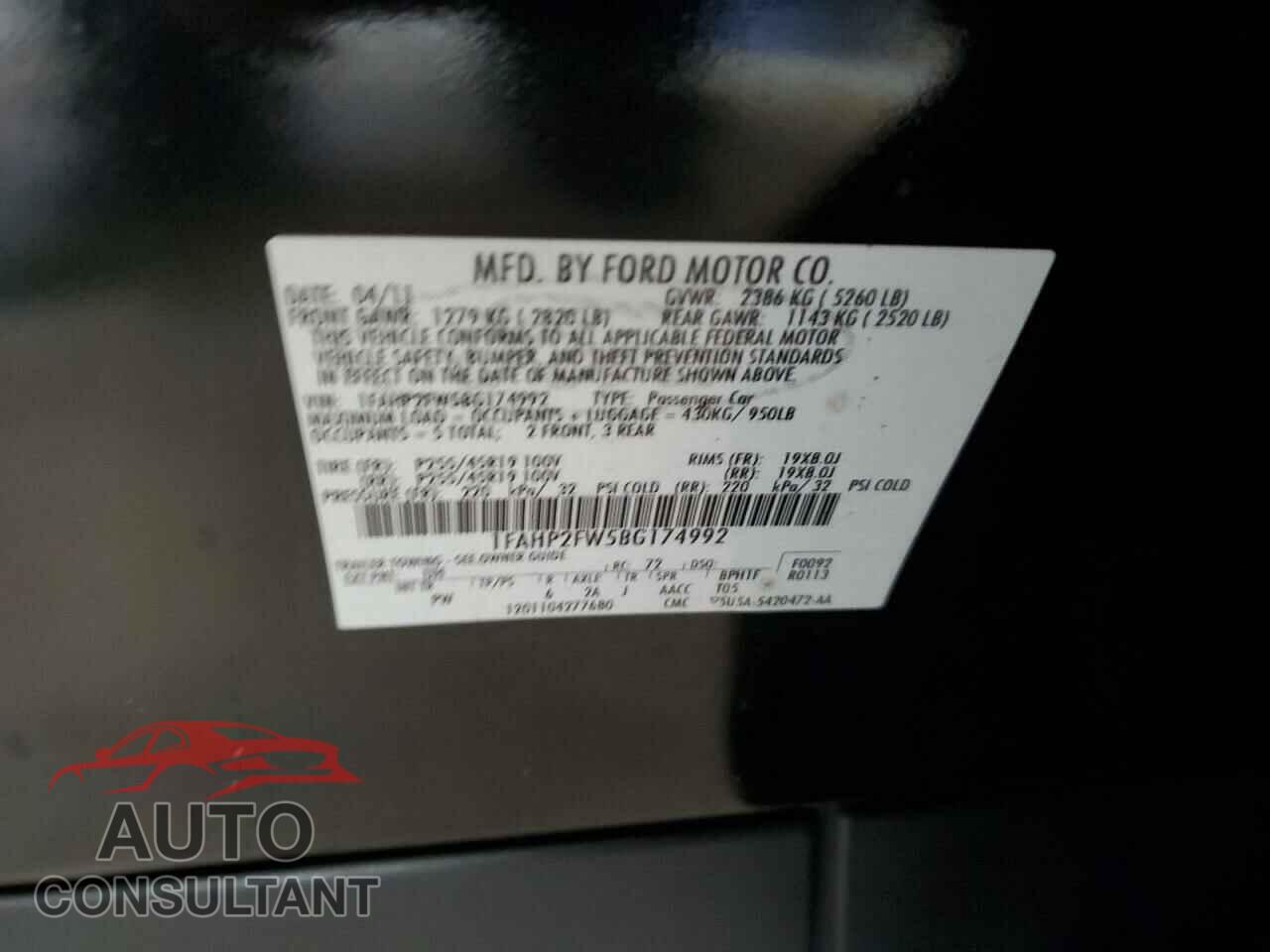 FORD TAURUS 2011 - 1FAHP2FW5BG174992