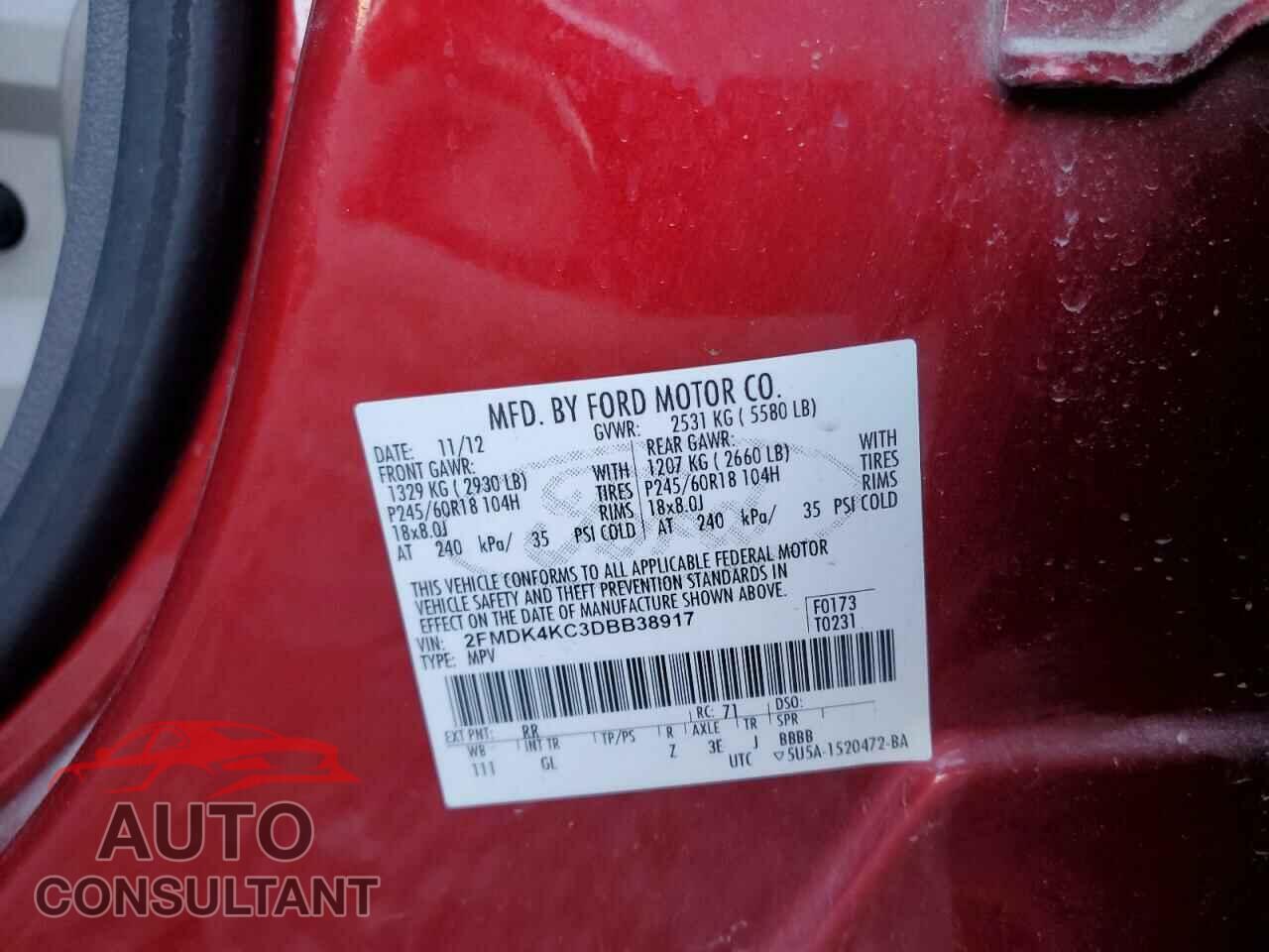 FORD EDGE 2013 - 2FMDK4KC3DBB38917