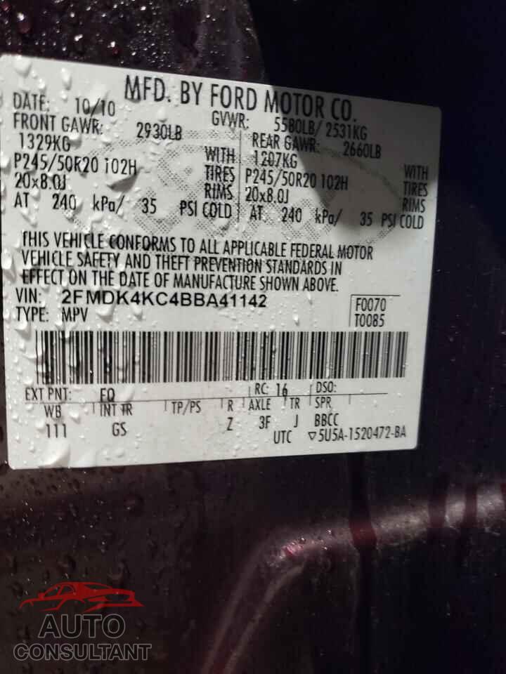 FORD EDGE 2011 - 2FMDK4KC4BBA41142