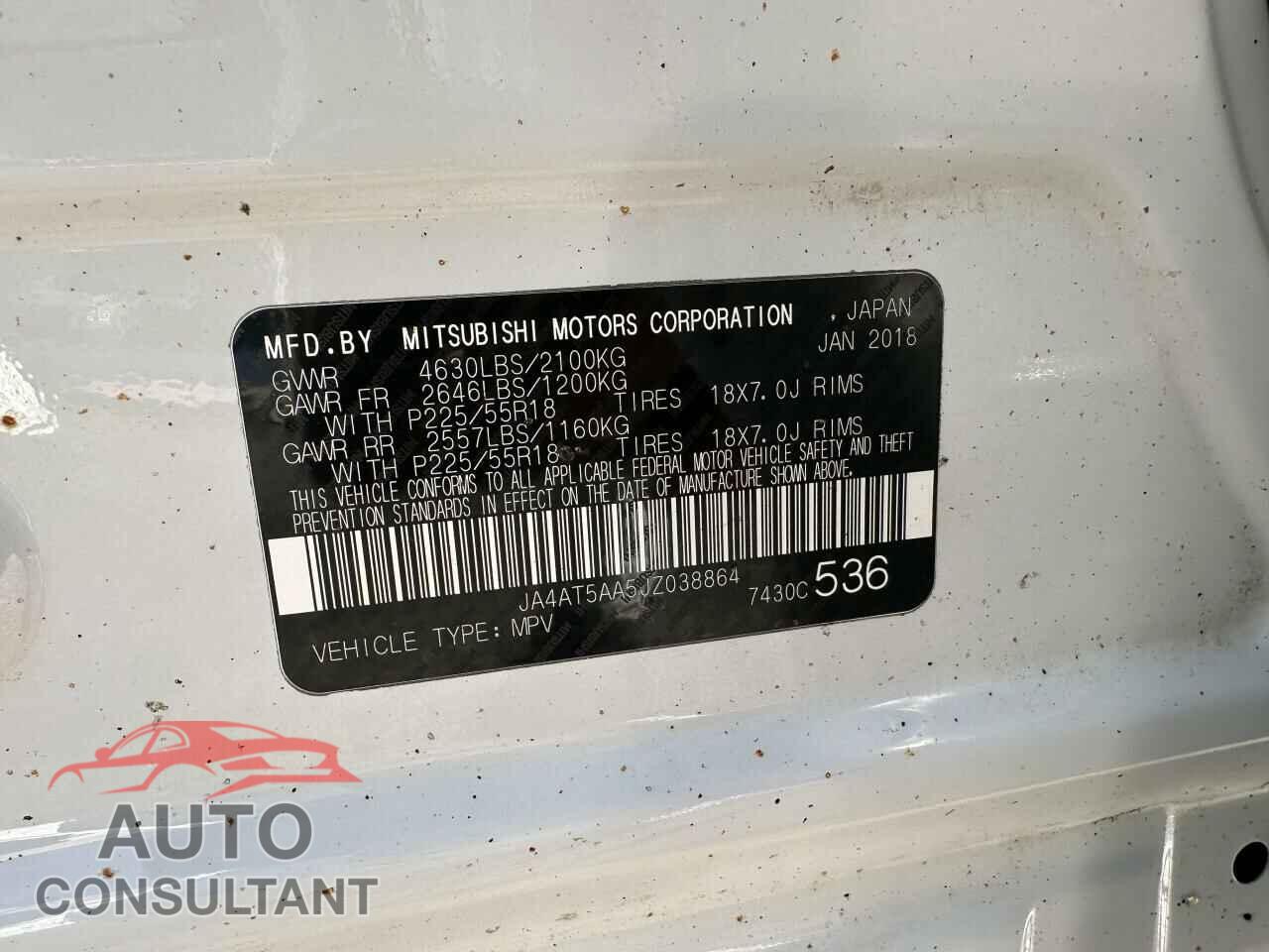 MITSUBISHI ECLIPSE 2018 - JA4AT5AA5JZ038864