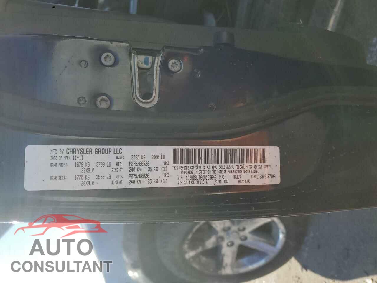 DODGE RAM 1500 2012 - 1C6RD6LT6CS158640