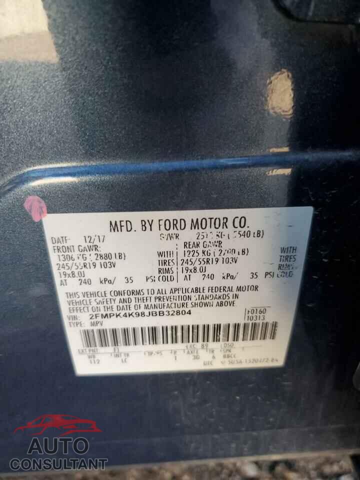FORD EDGE 2018 - 2FMPK4K98JBB32804
