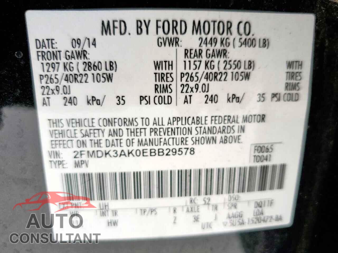 FORD EDGE 2014 - 2FMDK3AK0EBB29578