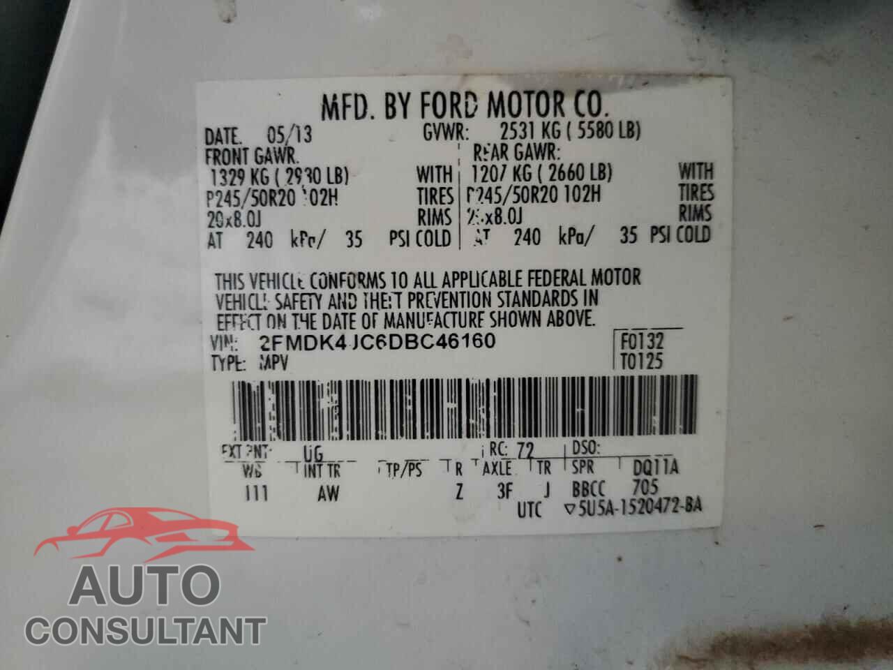 FORD EDGE 2013 - 2FMDK4JC6DBC46160