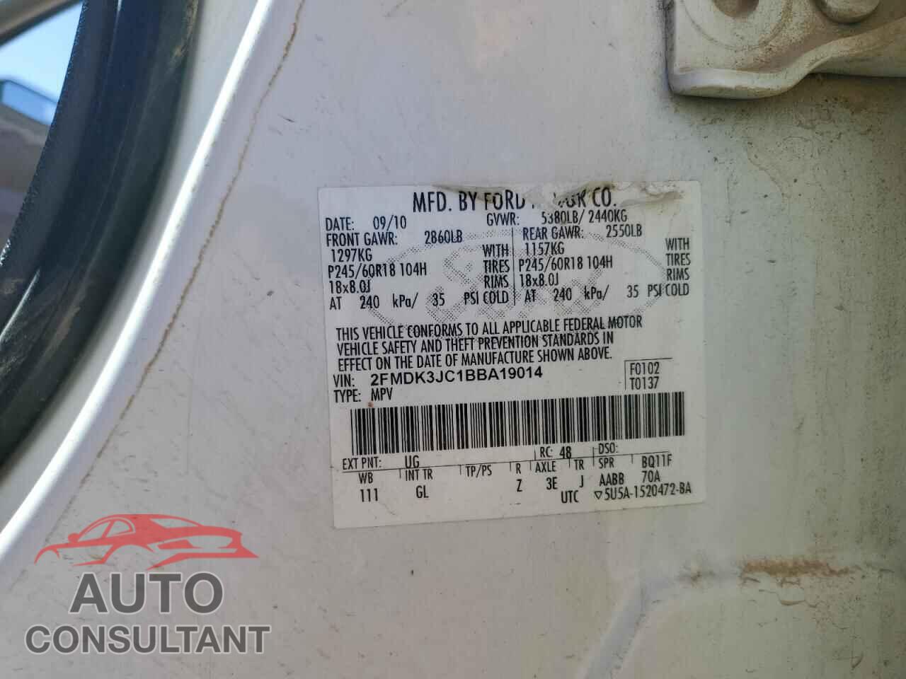 FORD EDGE 2011 - 2FMDK3JC1BBA19014