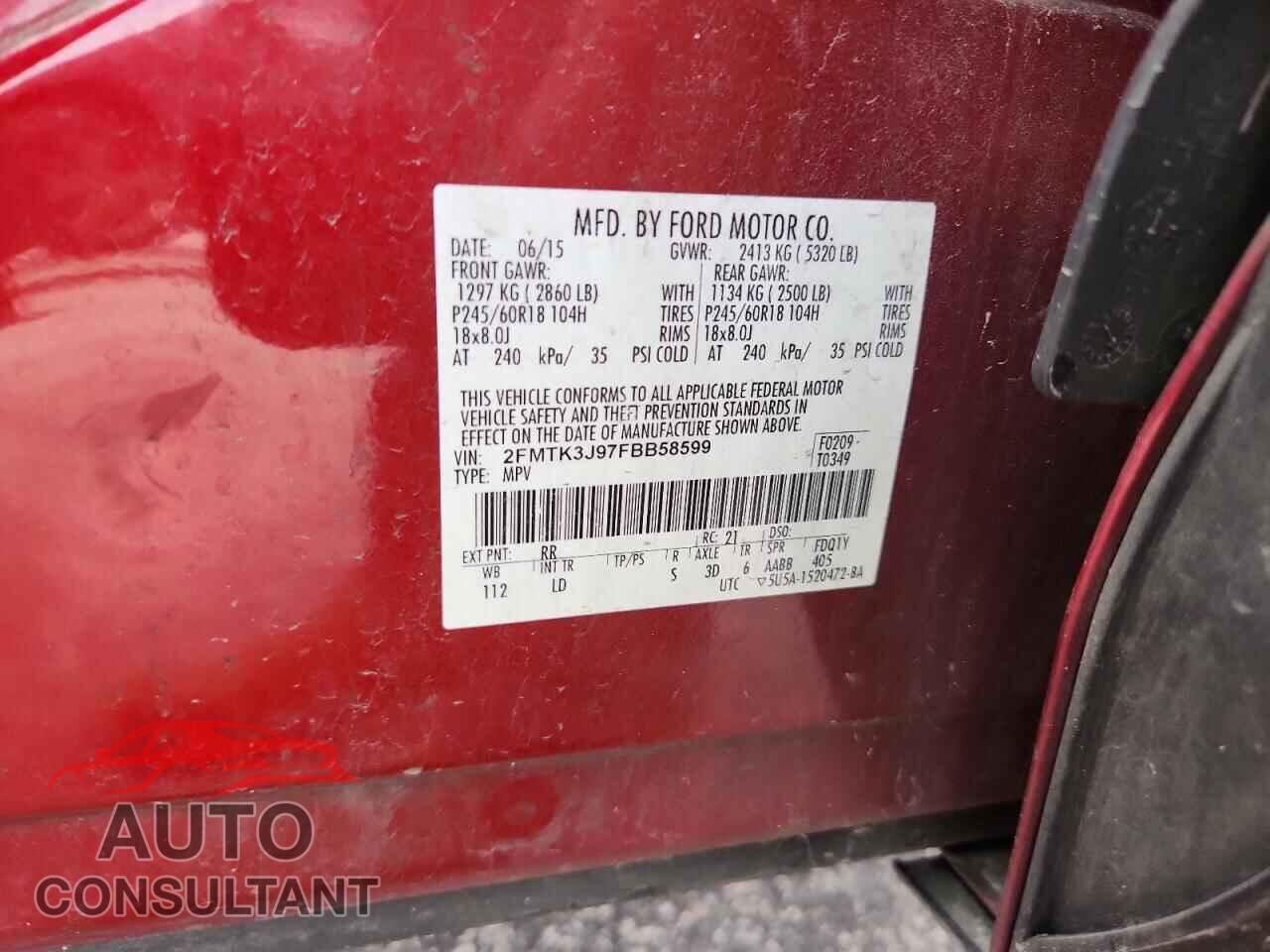FORD EDGE 2015 - 2FMTK3J97FBB58599