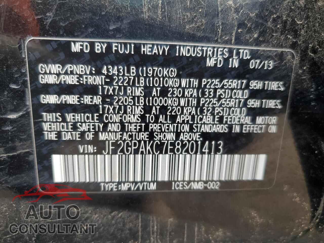 SUBARU XV 2014 - JF2GPAKC7E8201413