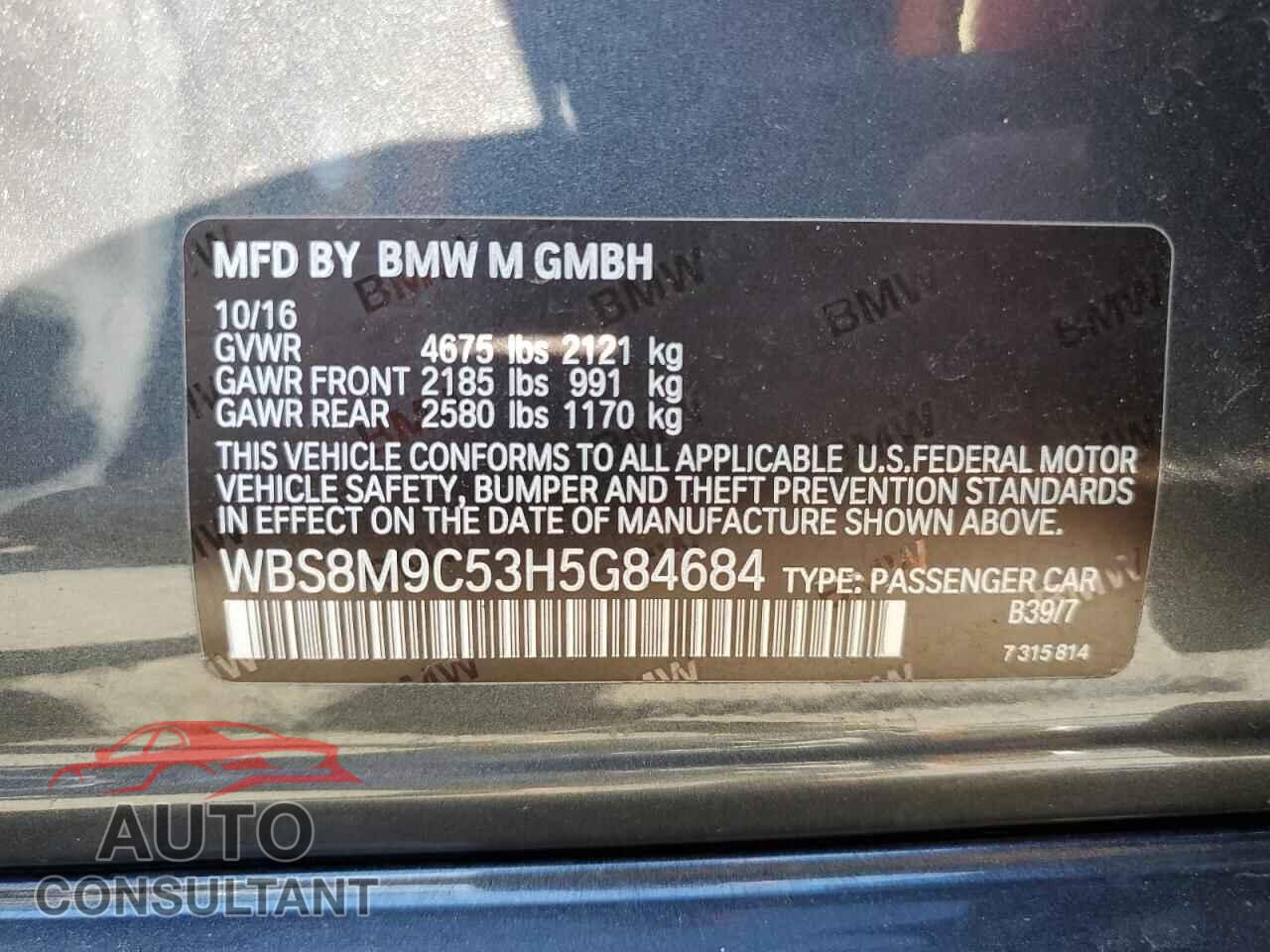 BMW M3 2017 - WBS8M9C53H5G84684
