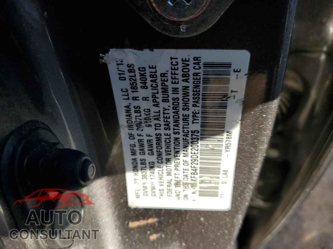 HONDA CIVIC 2013 - 19XFB4F29DE200375