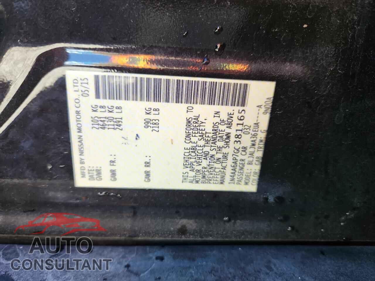 NISSAN MAXIMA 2016 - 1N4AA6AP7GC381165