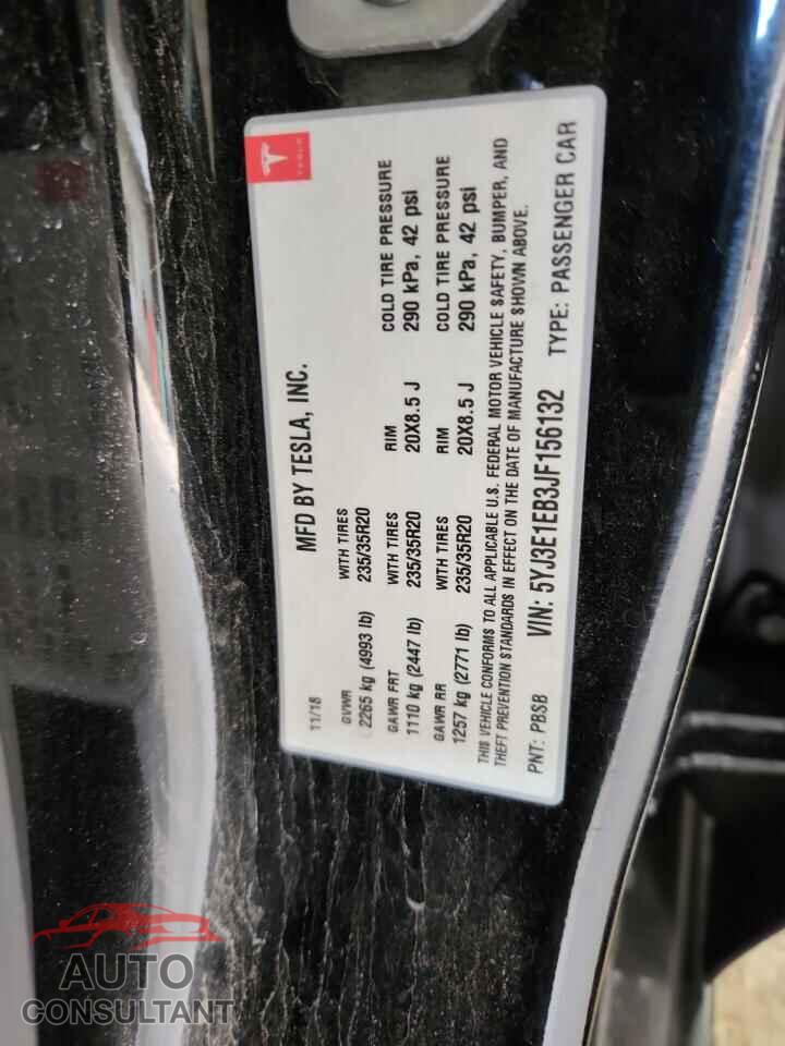TESLA MODEL 3 2018 - 5YJ3E1EB3JF156132