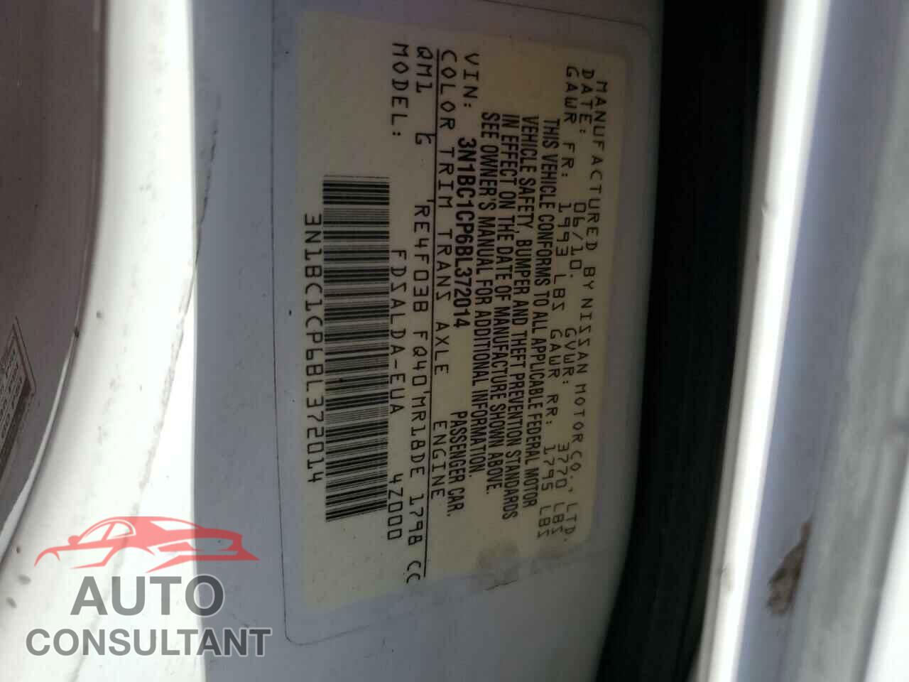 NISSAN VERSA 2011 - 3N1BC1CP6BL372014