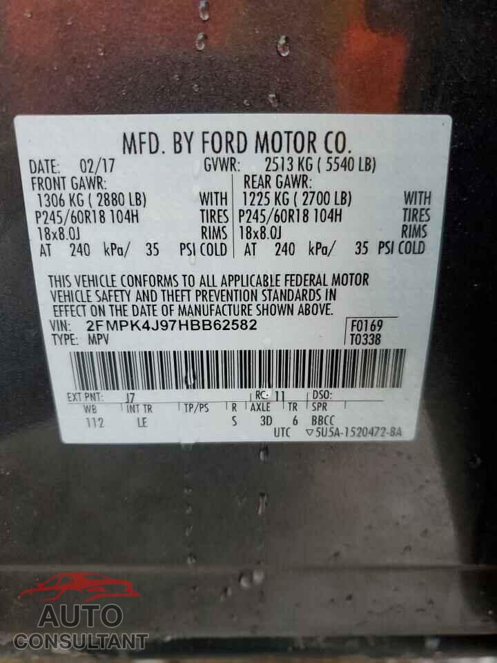 FORD EDGE 2017 - 2FMPK4J97HBB62582