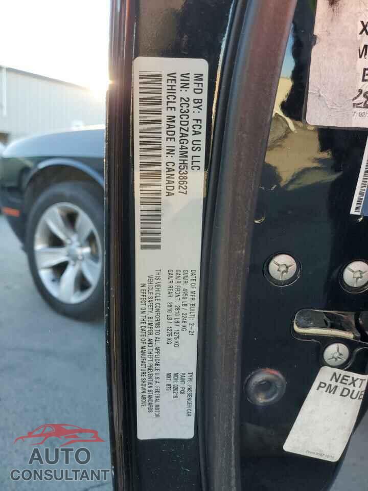 DODGE CHALLENGER 2021 - 2C3CDZAG4MH538627