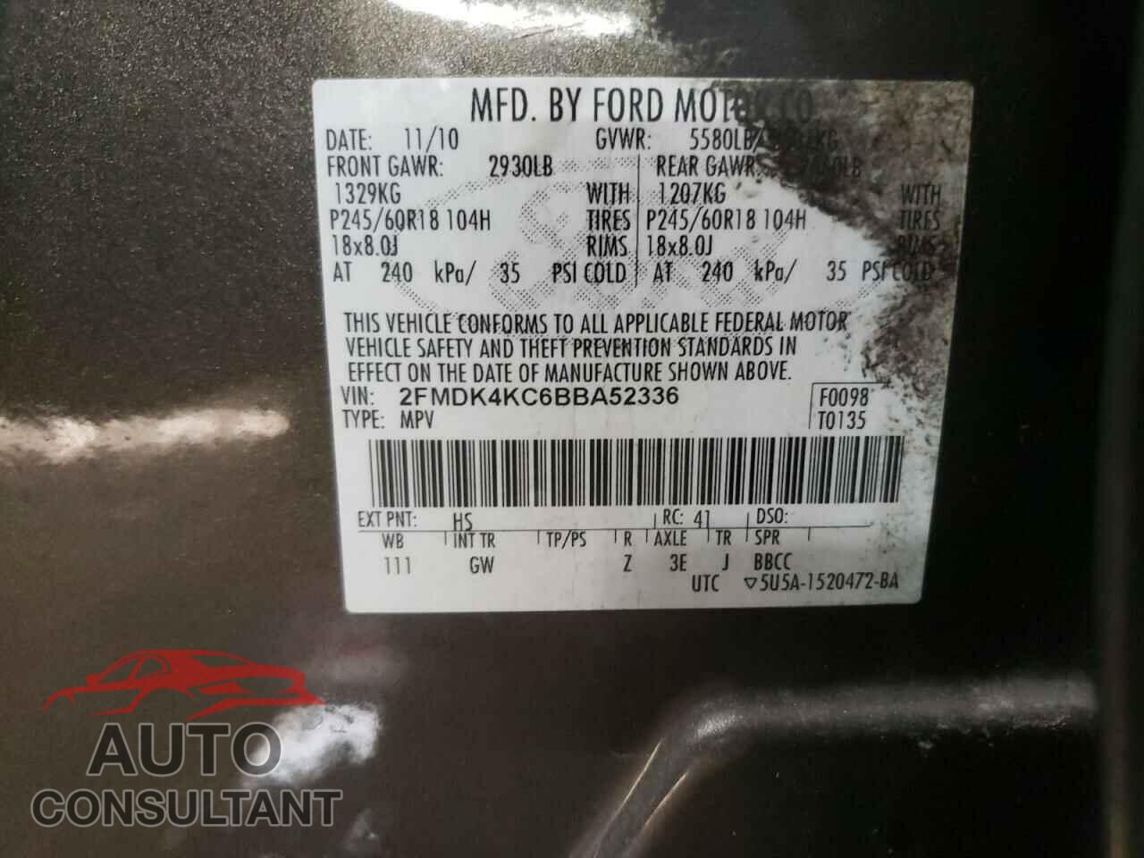 FORD EDGE 2011 - 2FMDK4KC6BBA52336