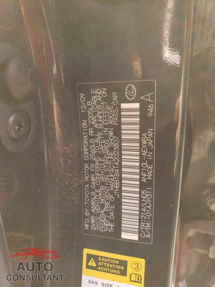 LEXUS HS 2010 - JTHBB1BA1A2023807