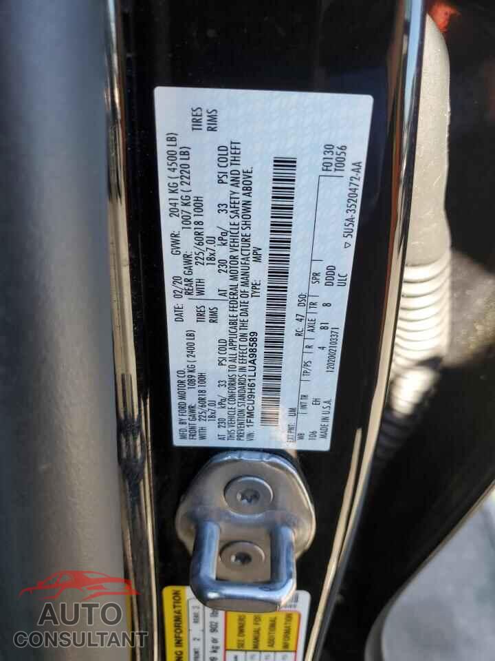 FORD ESCAPE 2020 - 1FMCU9H61LUA98589