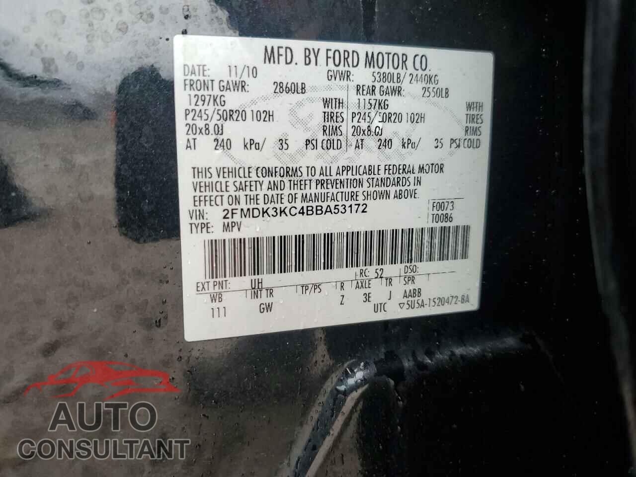 FORD EDGE 2011 - 2FMDK3KC4BBA53172