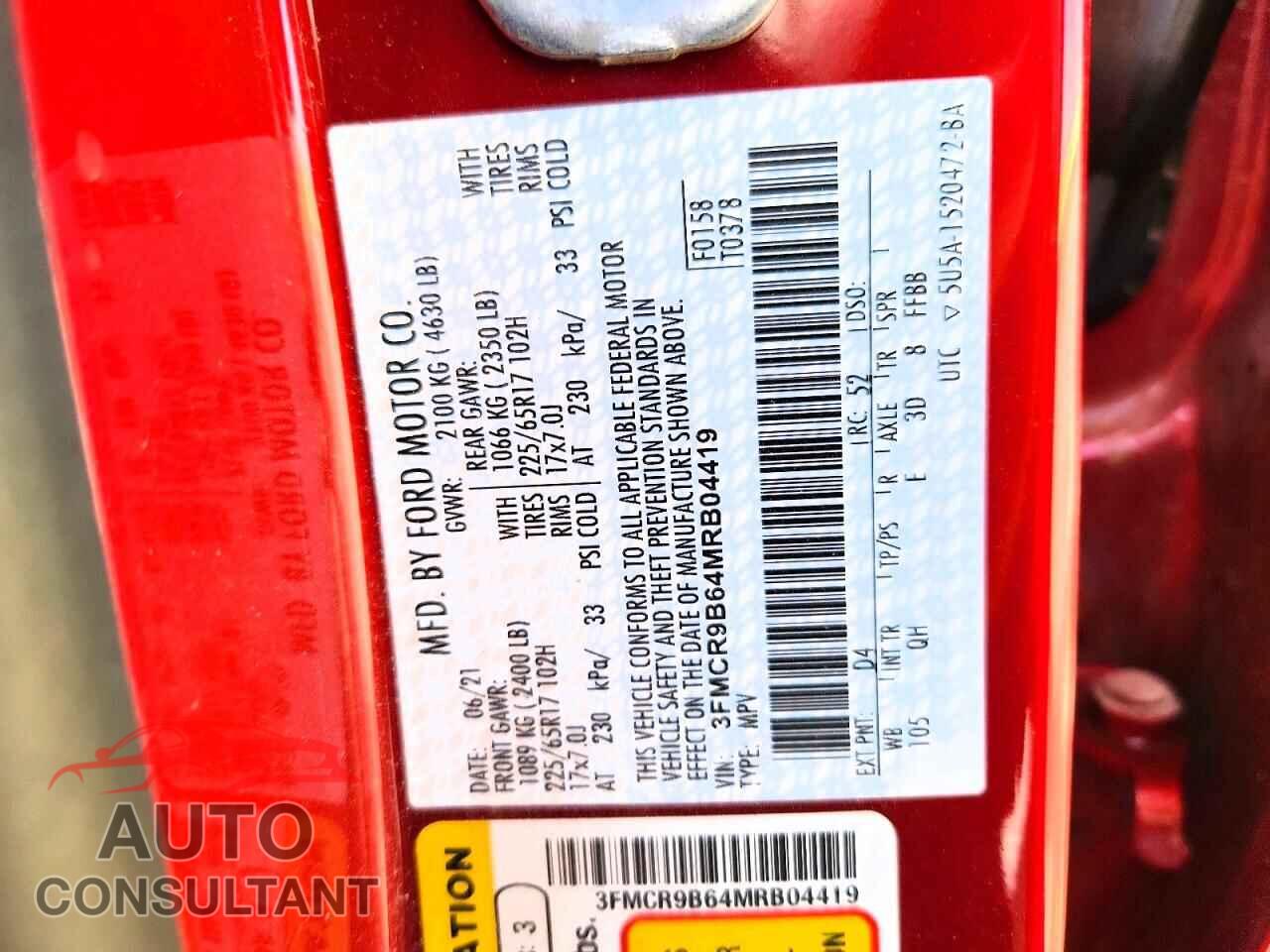 FORD BRONCO 2021 - 3FMCR9B64MRB04419