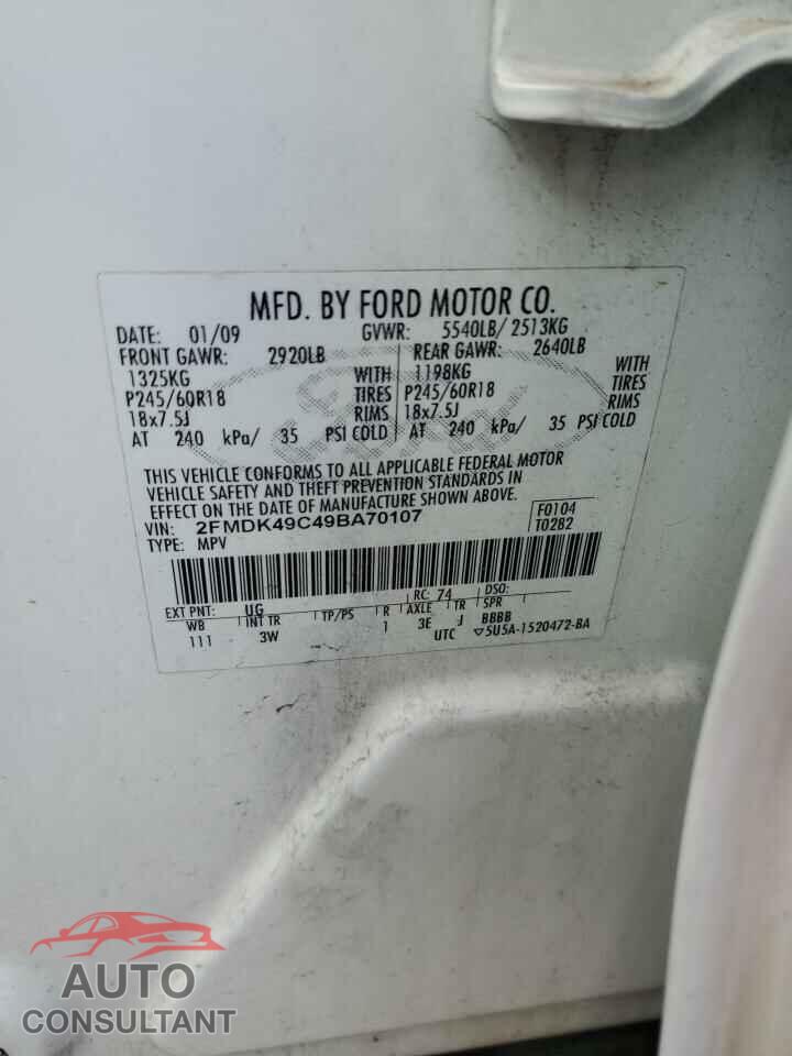 FORD EDGE 2009 - 2FMDK49C49BA70107