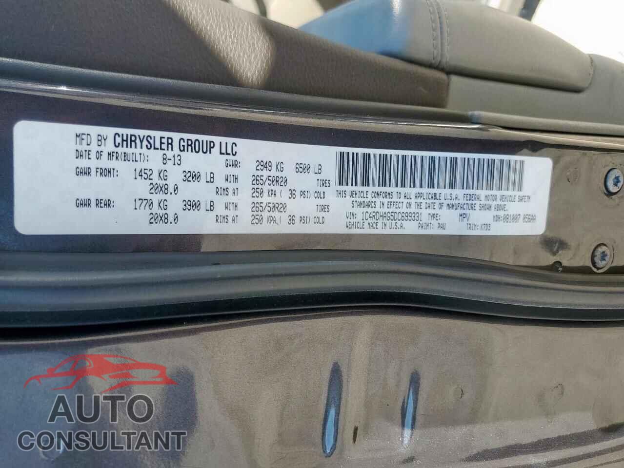 DODGE DURANGO 2013 - 1C4RDHAG5DC699331