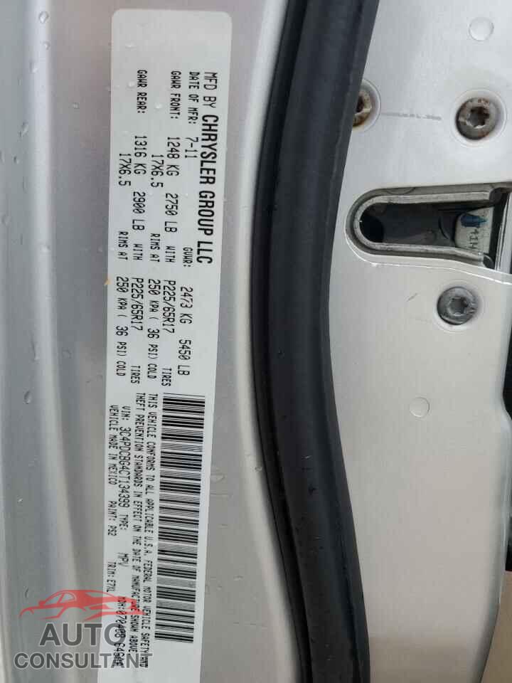 DODGE JOURNEY 2012 - 3C4PDCBG4CT134399