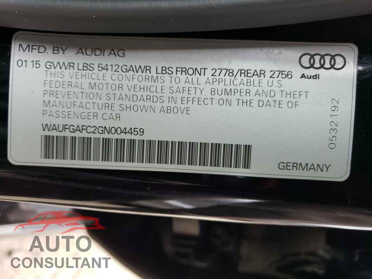 AUDI A6 2016 - WAUFGAFC2GN004459