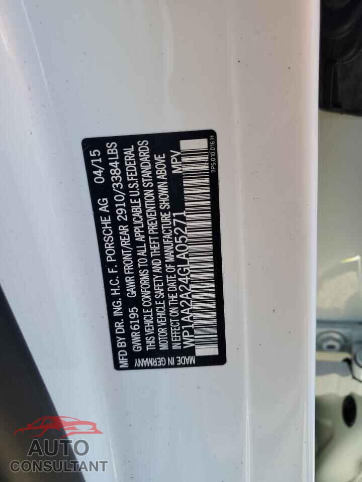PORSCHE CAYENNE 2016 - WP1AA2A24GLA05271