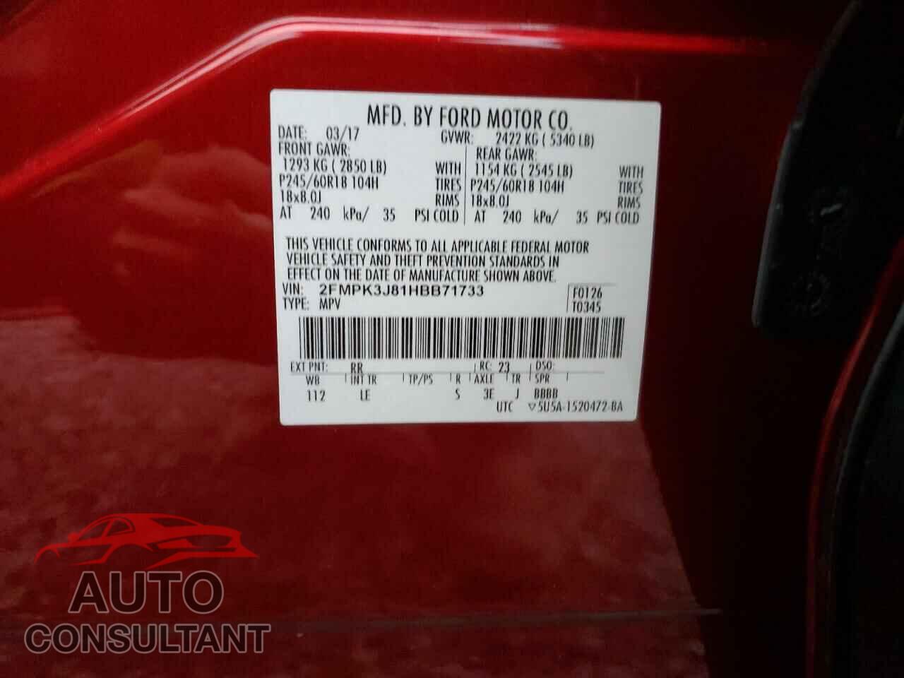 FORD EDGE 2017 - 2FMPK3J81HBB71733
