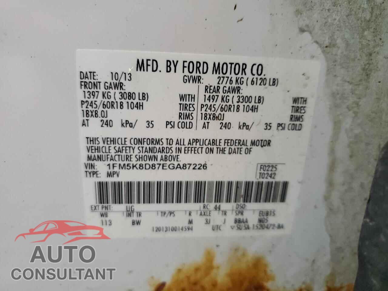 FORD EXPLORER 2014 - 1FM5K8D87EGA87226