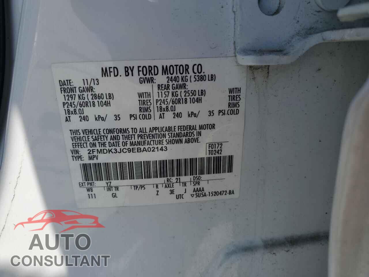 FORD EDGE 2014 - 2FMDK3JC9EBA02143